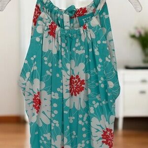 Escapada Turquoise and Red Floral Halter style top